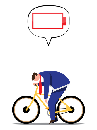 Empresário cansado andando de bicicleta  Ilustração