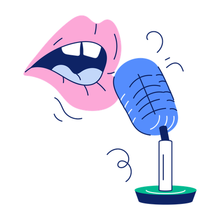 Micrófono cantando  Ilustración