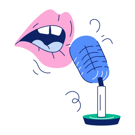 Micrófono cantando  Ilustración