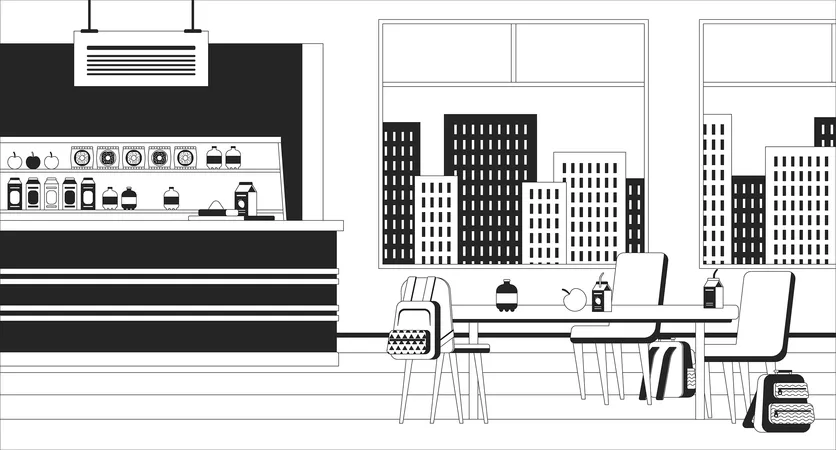 Cantine scolaire intérieure  Illustration