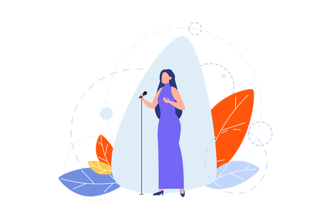 Cantora jovem cantando  Ilustração