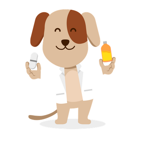 Cachorro como médico de animais de estimação  Ilustração