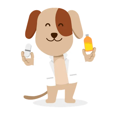 Cachorro como médico de animais de estimação  Ilustração