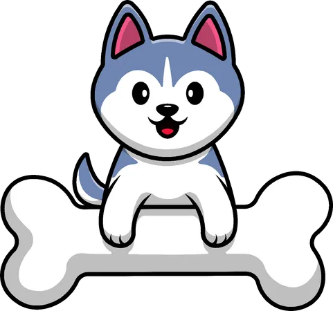 Cachorro Husky em Big Bone  Ilustração