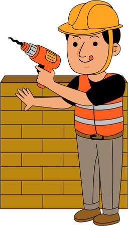 Capataz fazendo construção de parede  Illustration