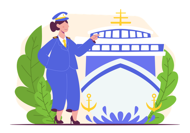 Capitã de navio feminino  Ilustração