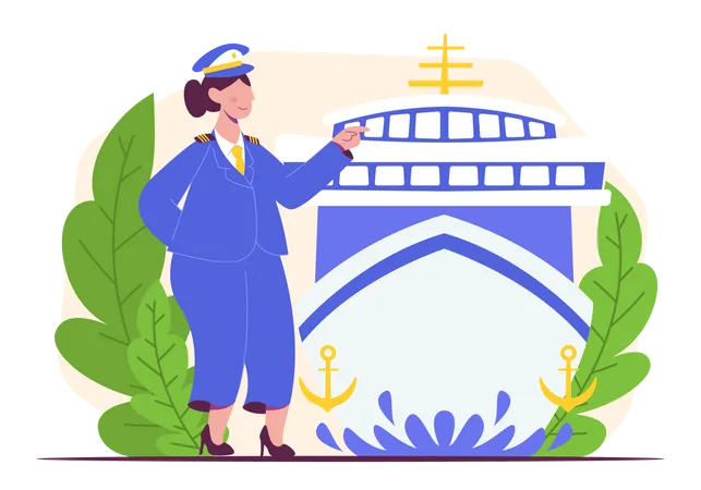Capitã de navio feminino  Ilustração
