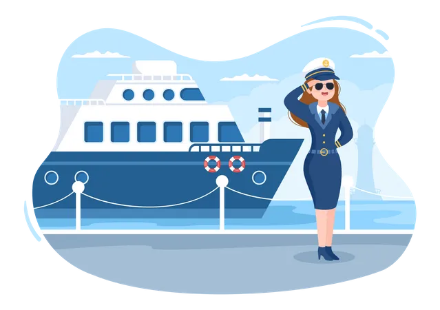 Capitã de navio de cruzeiro feminino  Ilustração