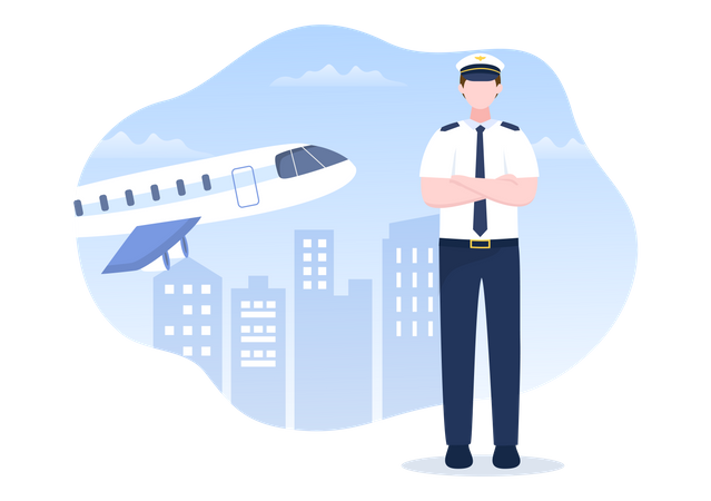 Capitaine d'avion debout  Illustration