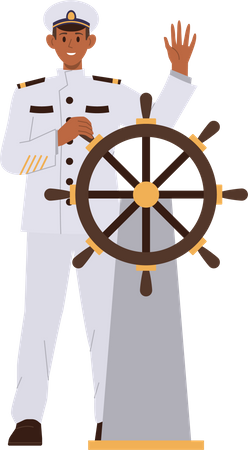 Capitaine souriant portant l'uniforme marin  Illustration
