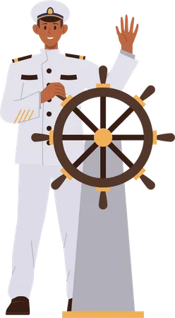 Capitaine souriant portant l'uniforme marin  Illustration