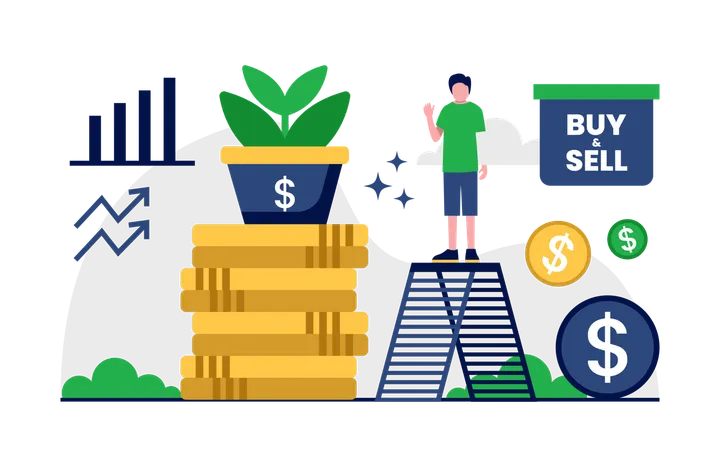 Investment And Finance Flat Concept Illustration イラスト
