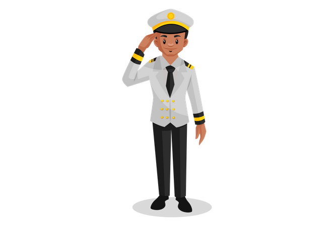Capitán de barco indio haciendo saludo  Ilustración