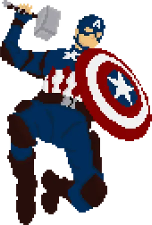 Captain America Holding Mjolnir and shield  Illustration