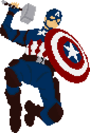 Captain America Holding Mjolnir and shield  Illustration