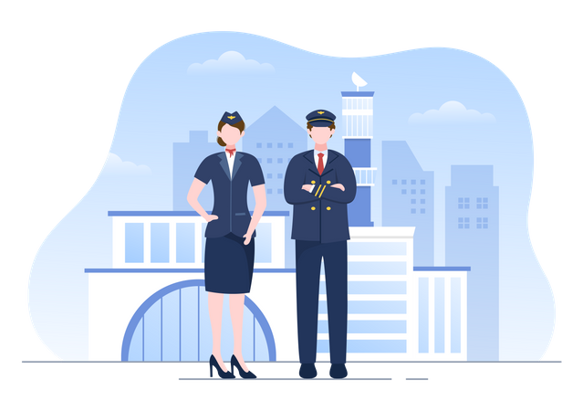 Captain and Air Hostess  Illustration