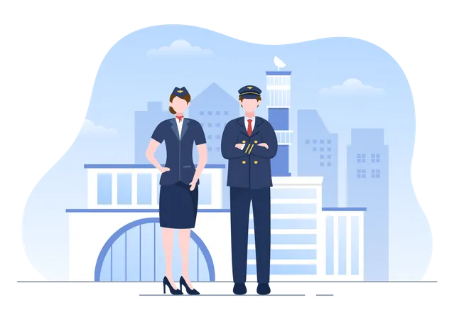 Captain and Air Hostess  Illustration