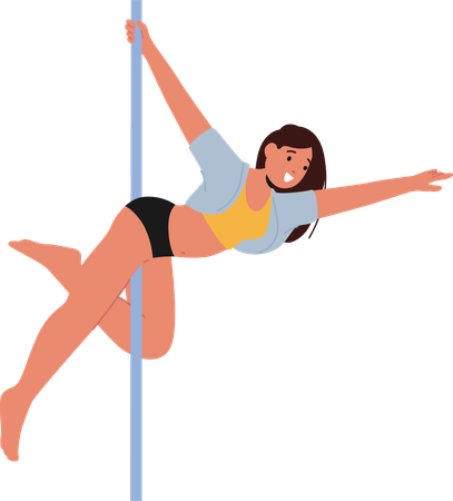 Captivating Pole Dancer In Vibrant Attire  Illustration