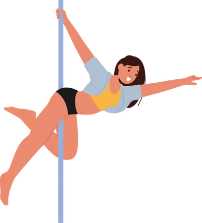 Captivating Pole Dancer In Vibrant Attire  Illustration