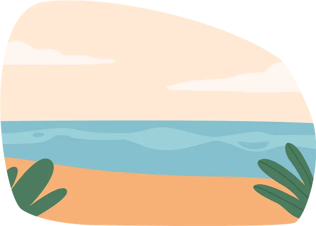Vast And Captivating Sea Beach Horizon Stretches Endlessly Merging The Meeting Point Of The Azure Waters And The Endless Sky Inviting Awe And Tranquility Cartoon Vector Illustration Illustration