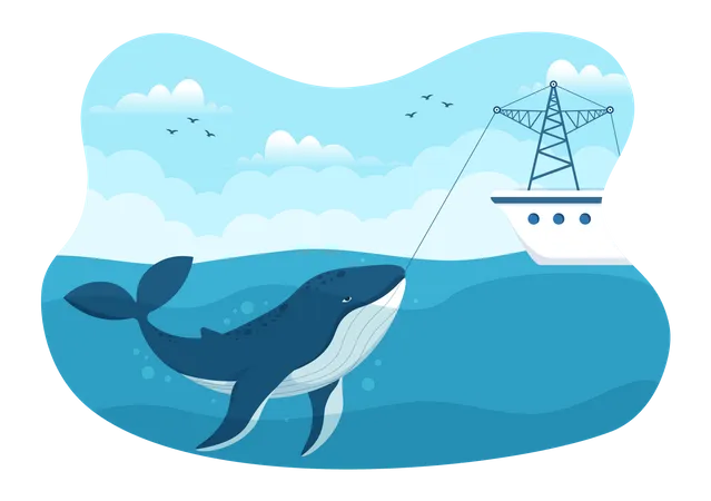 Captura de baleia  Ilustração