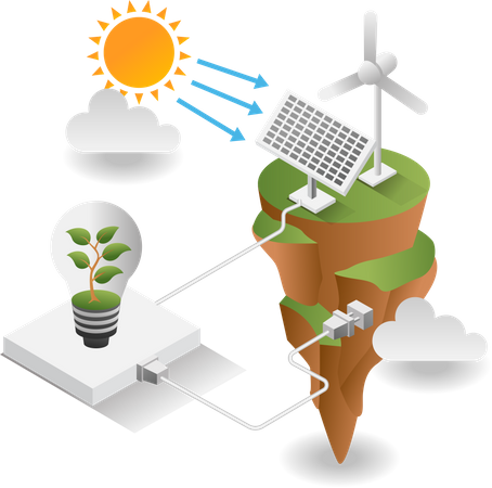 Capturing solar energy through solar panel  Illustration