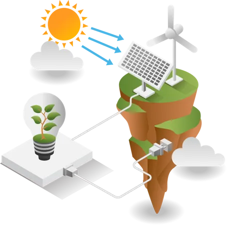 Capturing solar energy through solar panel  Illustration