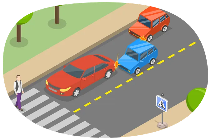 3 D Isometric Flat Vector Conceptual Illustration Of Road Accident Car Collision Illustration