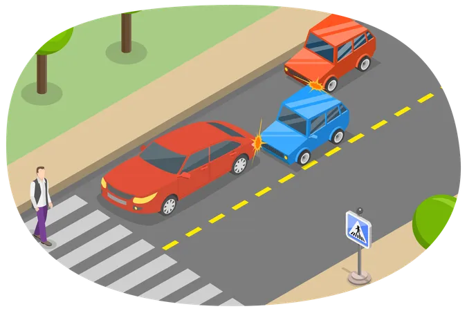 Car Accident on road  Illustration