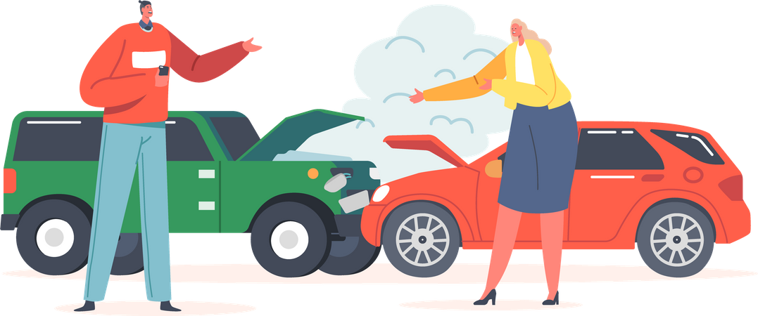 Car Accident on Road  Illustration