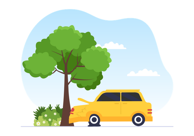 Car Accident with tree  Illustration