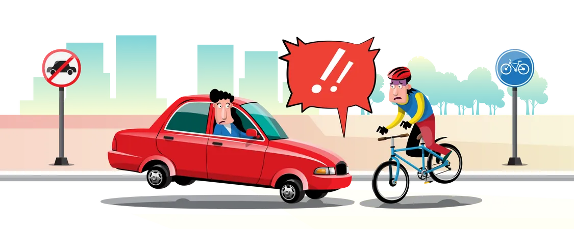 Car and bicycle accident  Illustration