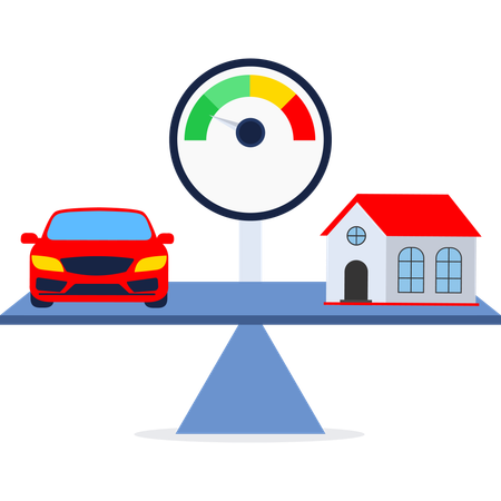 Car and house balancing  Illustration
