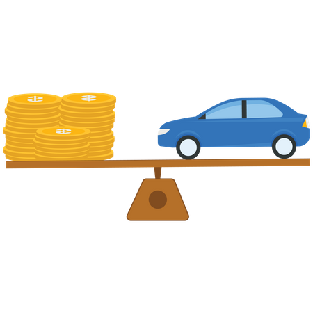 Car and stack of money on the lever  イラスト