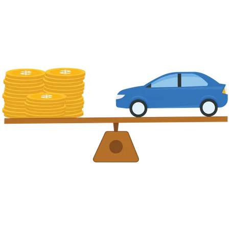 Car and stack of money on the lever  イラスト