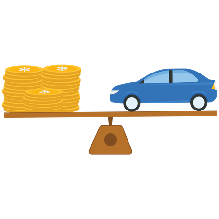 Car and stack of money on the lever  Illustration