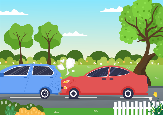 Car back and front accident  Illustration