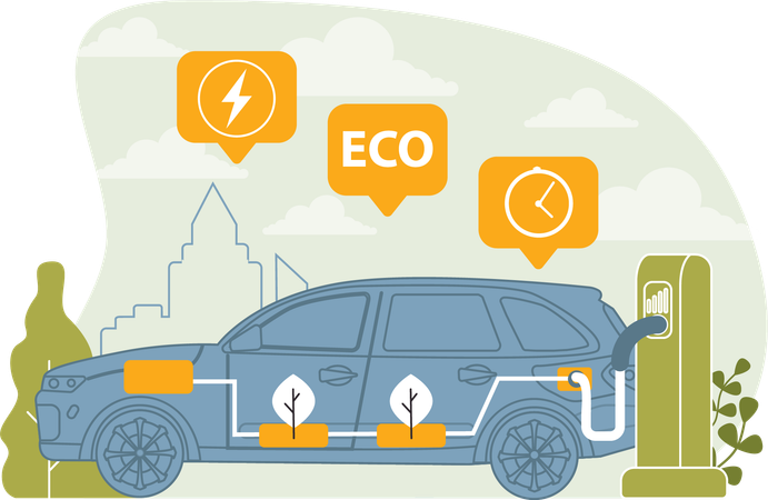 Car being refueled with petrol at petrol pump  Illustration