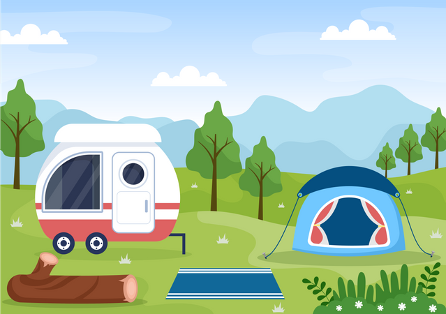 Car Camping to Adventure  Illustration