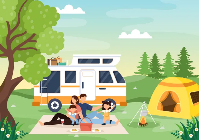 Car Camping to Adventure  Illustration