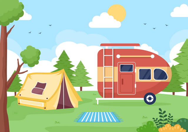 Car Camping to Adventure  Illustration