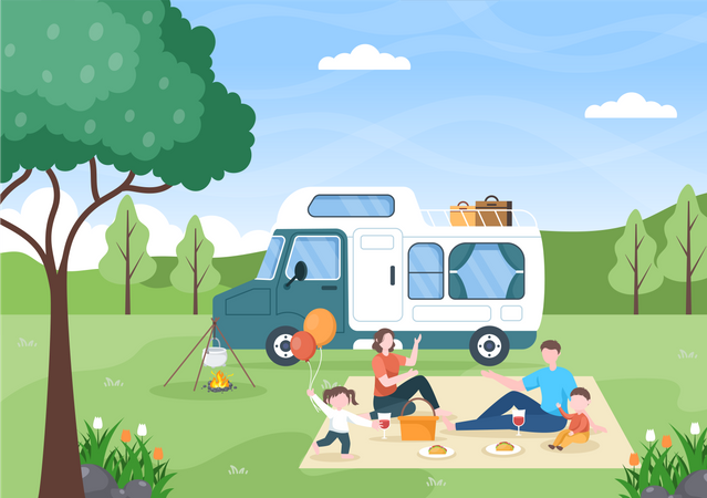 Car Camping to Adventure  Illustration