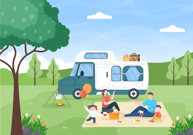 Car Camping to Adventure  Illustration