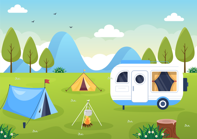 Car Camping to Adventure  Illustration