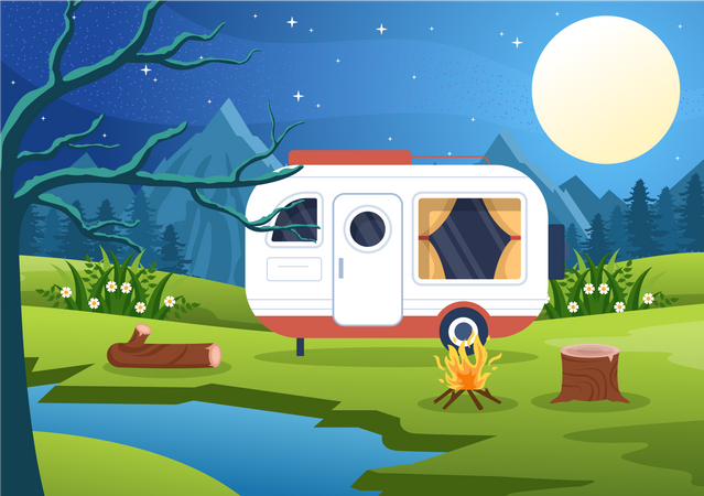 Car Camping to Adventure  Illustration