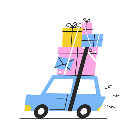 Car carrying on Gift  Illustration