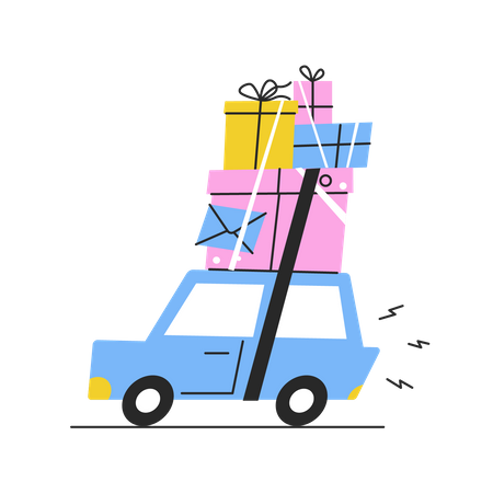 Car carrying on Gift  Illustration