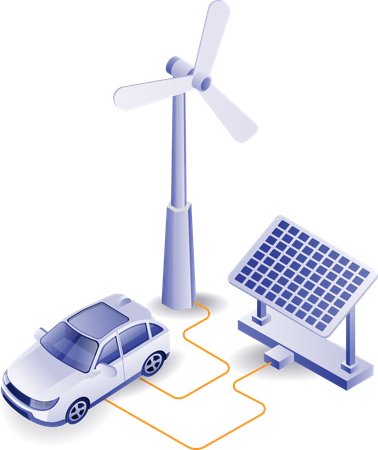 Car charger with solar panel  Illustration