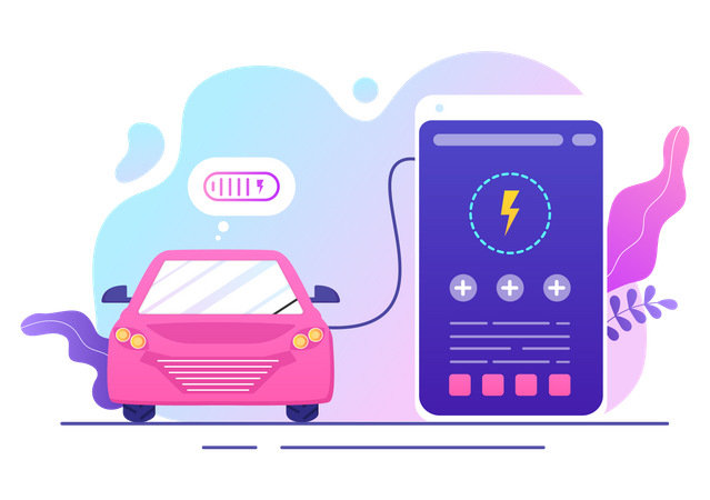 Car charging app Illustration