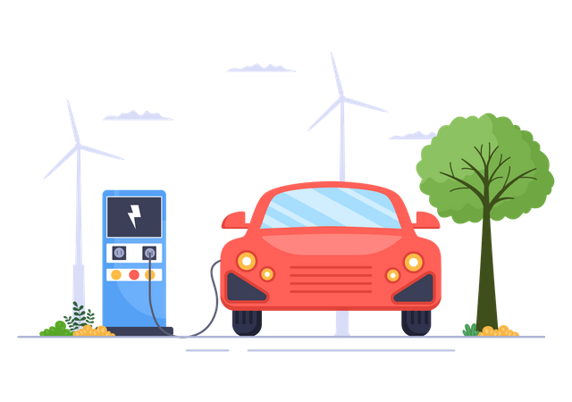 Car charging station Illustration